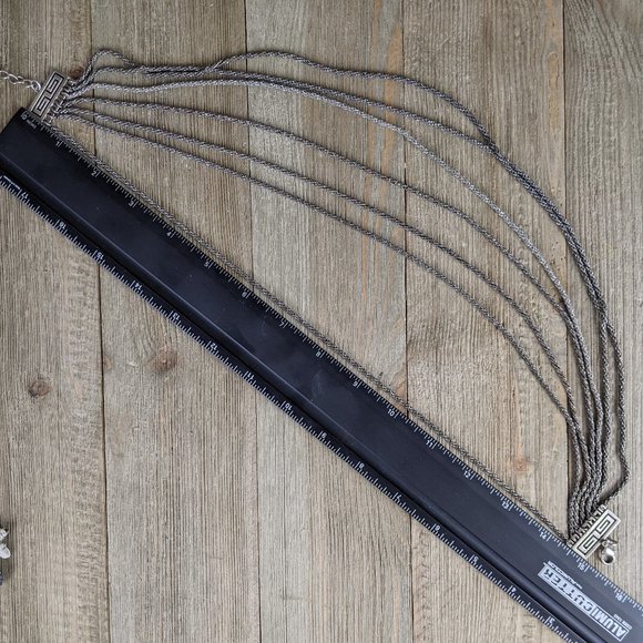 🌟 3/$15 🌟 Antique Silver Tone Multi Strand Greek Key Design Necklace - Picture 7 of 7